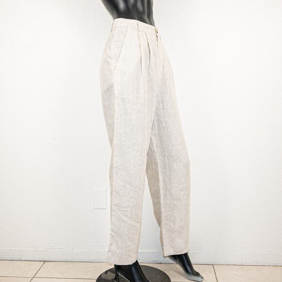 Reformation $178 Mason Linen Pants Pleated front Beige size 4 - Picture 5 of 13